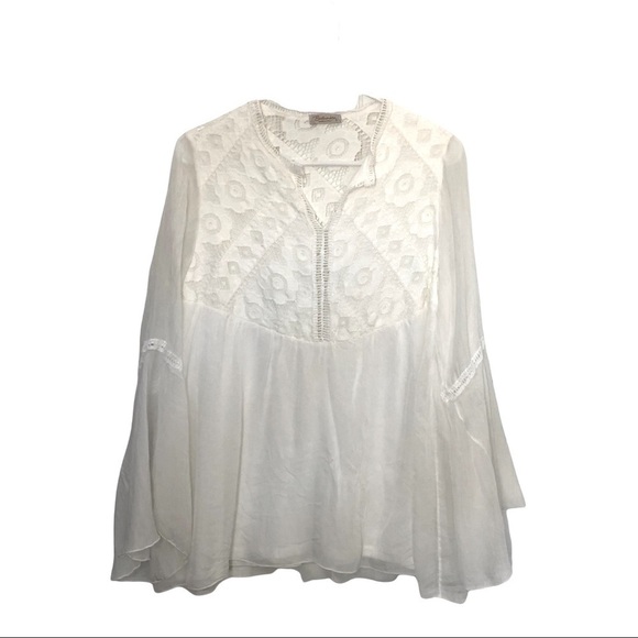 Bellambra Tops - Bellambra Made Italy 100% Silk Eyelet Blouse Small